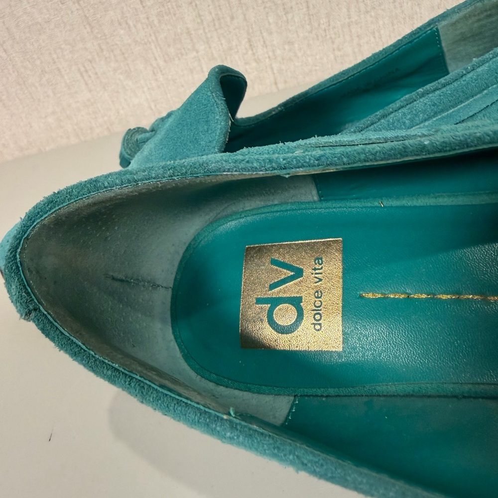 Dolce Vita Teal Suede Loafers - Picture 9 of 9